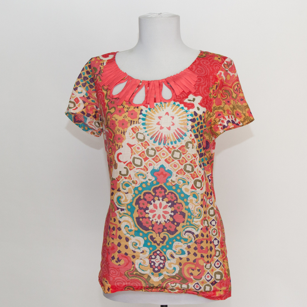 J. Crew Floral Key-hole Side Zip Top Blouse Size 4